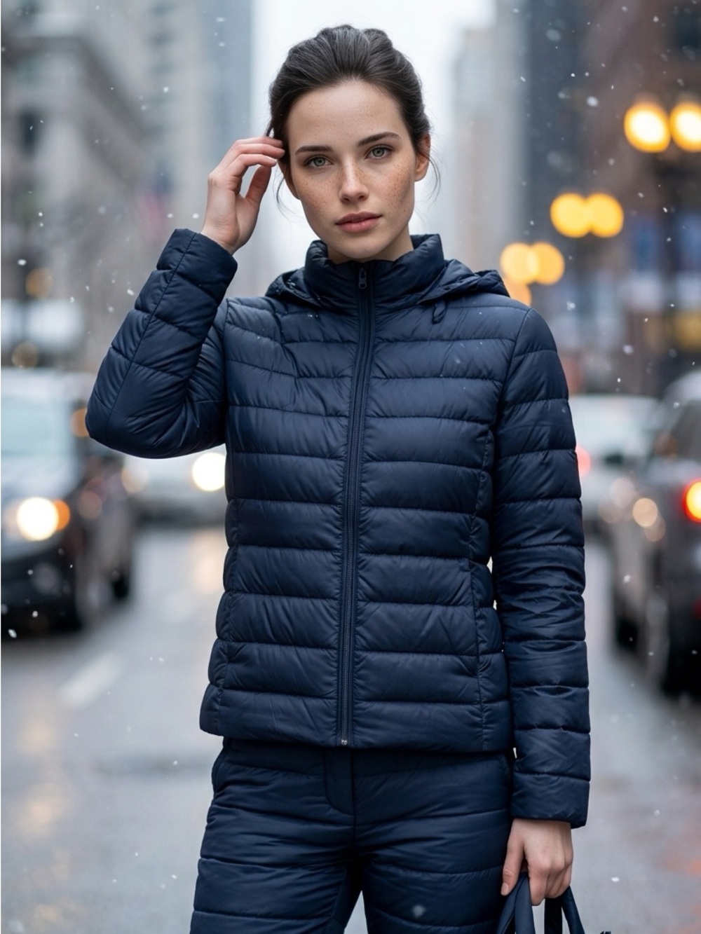 Love Tree Women Ultra Light Packable Puffer Jacket - Navy Blue